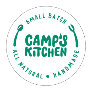 Camp's Kitchen logo design green sticker